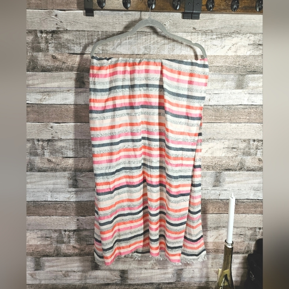 Talbots Scarf Pink Blue Peach Striped Oversized